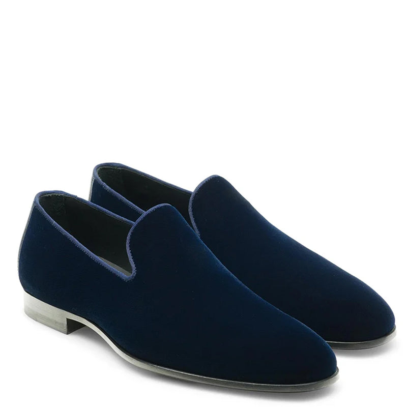 LUXURY BLUE VELVET SLIP ON