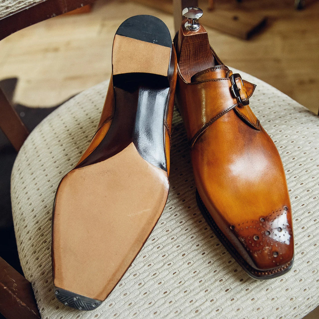 YELLOW BROWN SINGLE MONK | PATINA FINISH