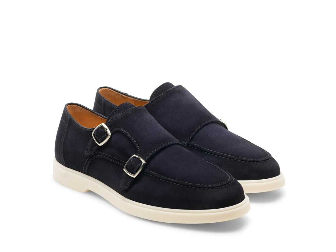 NAVY SUEDE LEATHER MONKSTRAPS