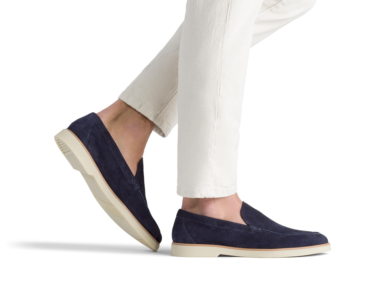 NAVY BLUE SUEDE SLIP ONS