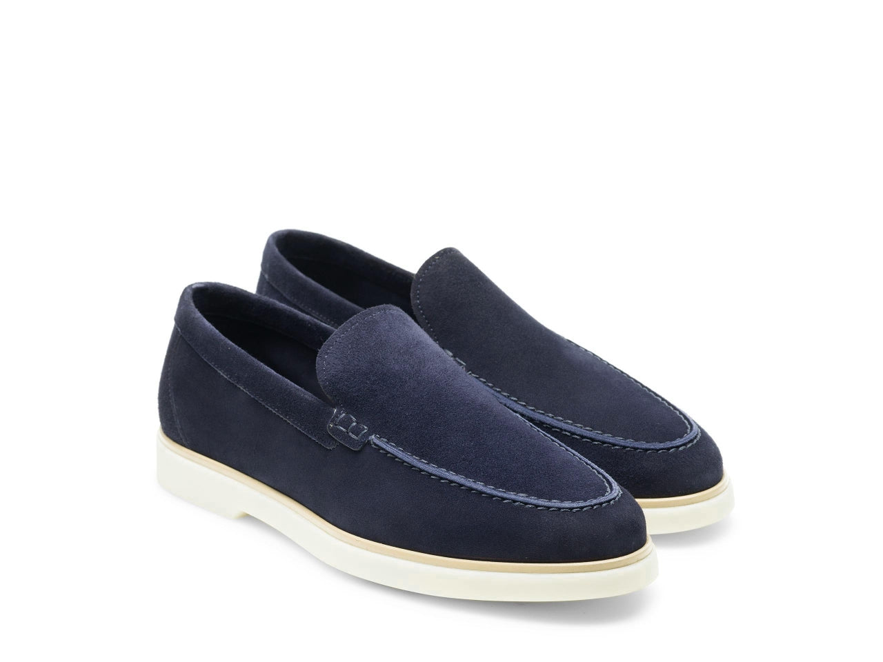 NAVY BLUE SUEDE SLIP ONS