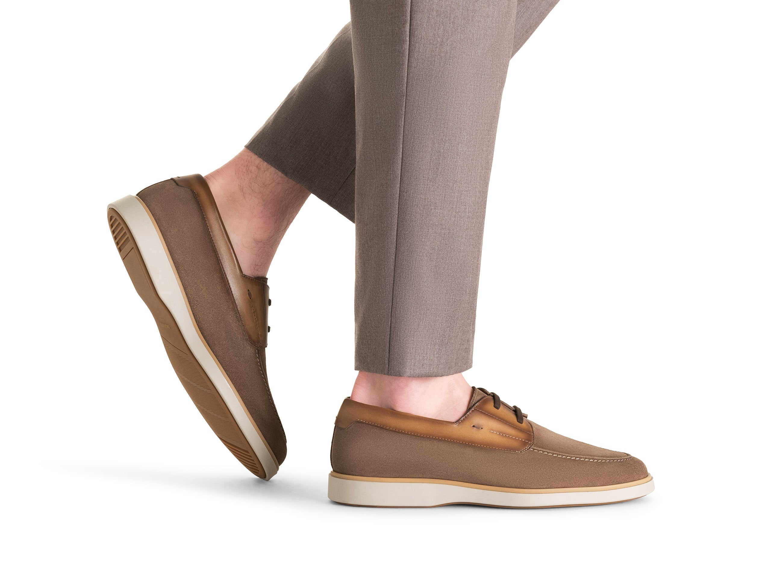 SAND WITH BROWN LACES SUEDE LOAFERS