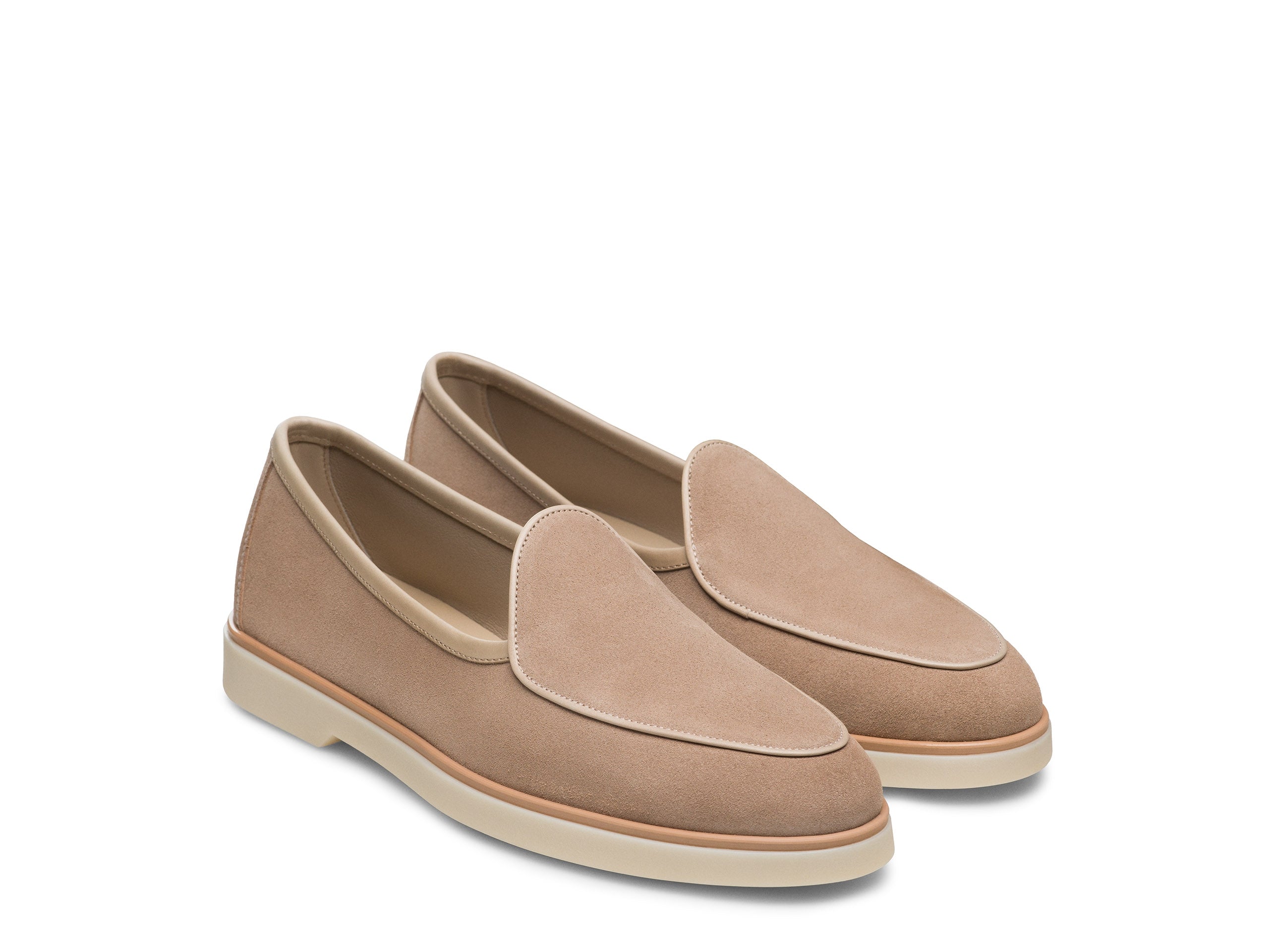 BEIGE SUEDE HYBRID APRON TOE LOAFERS