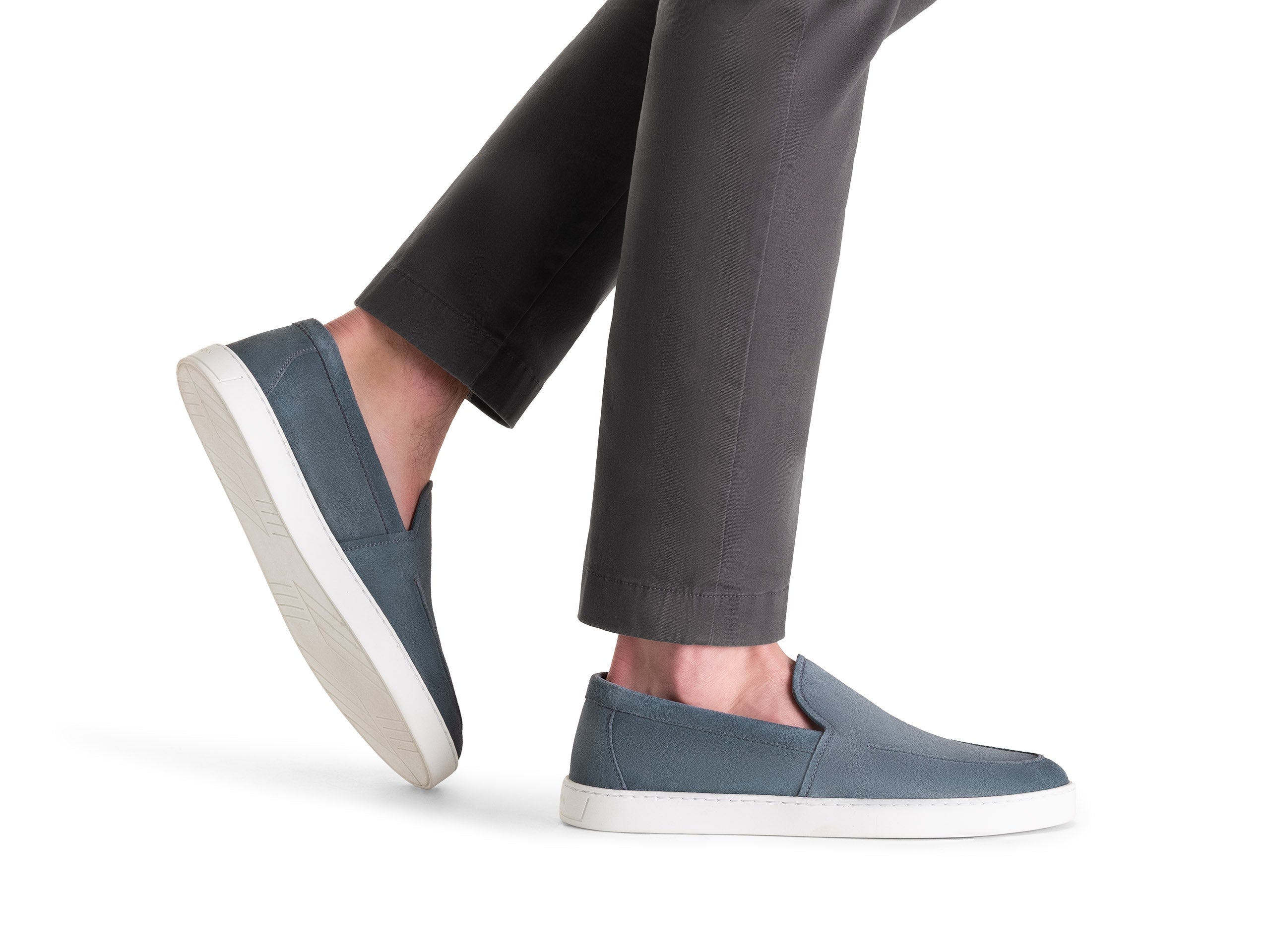 SKY BLUE SUEDE SLIP-ON SNEAKER LOAFERS
