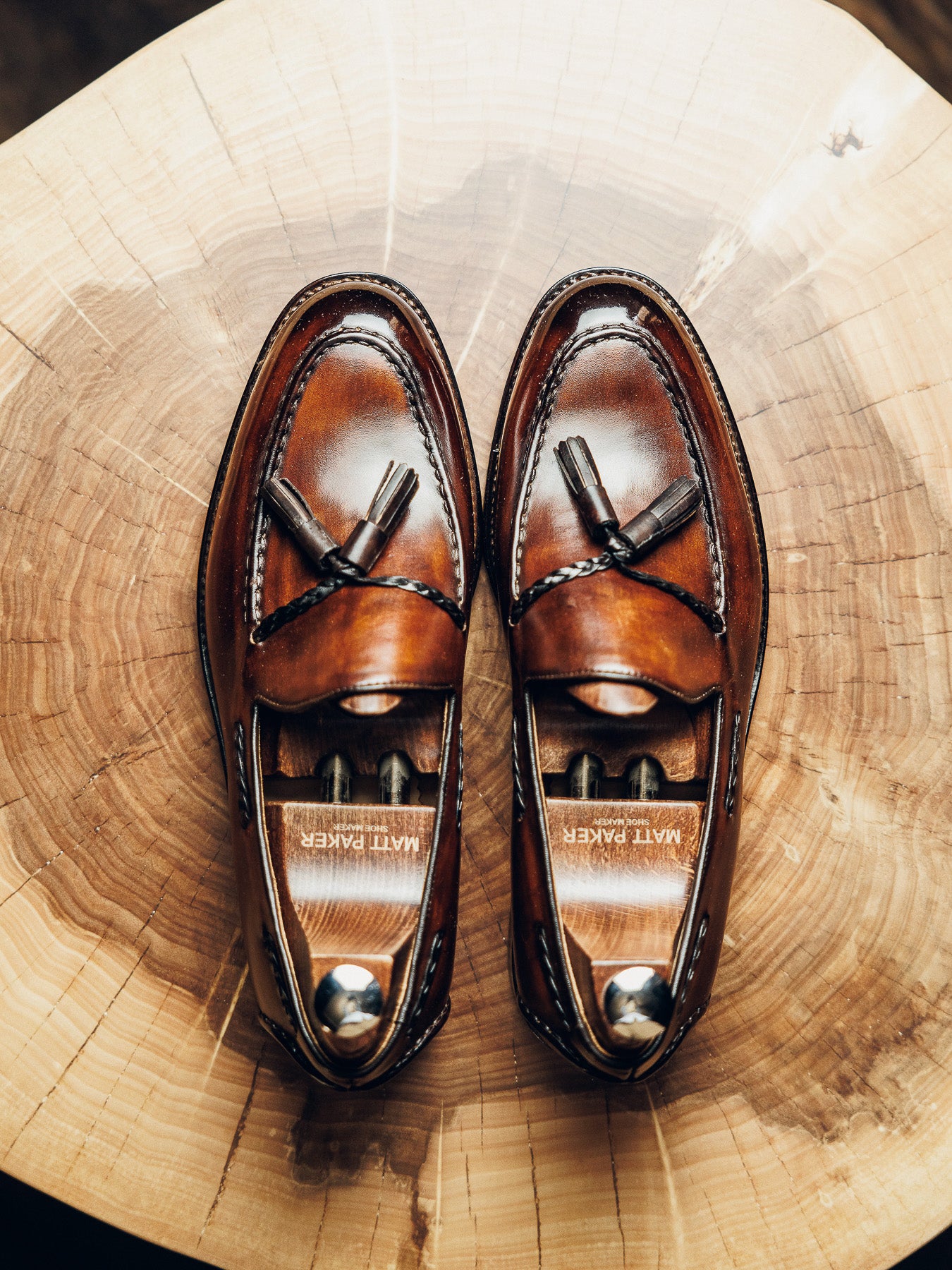 BROWN TASSEL LOAFERS | PATINA FINISH