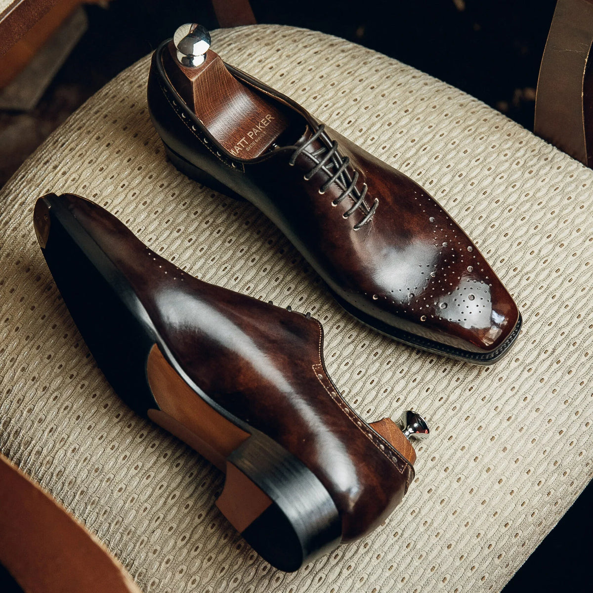 ED167 | DARK BROWN METAL TOE OXFORDS