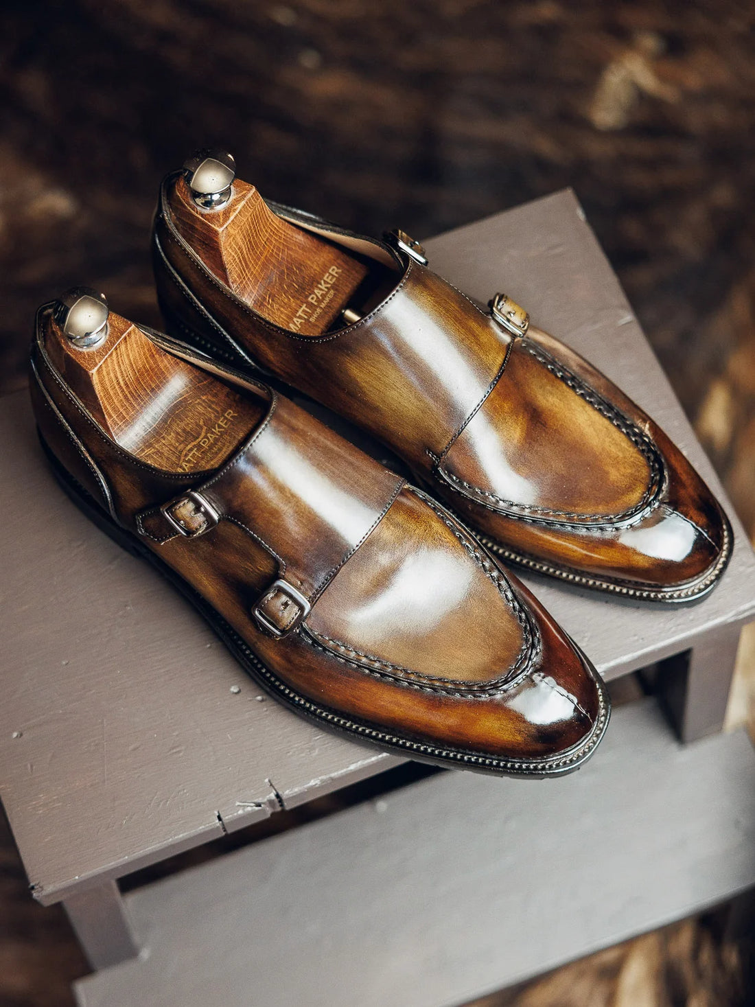 OLIVE SPLIT DOUBLE MONK | PATINA FINISH