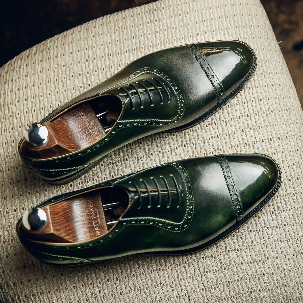 ED165 | GREEN CAP TOE OXFORDS