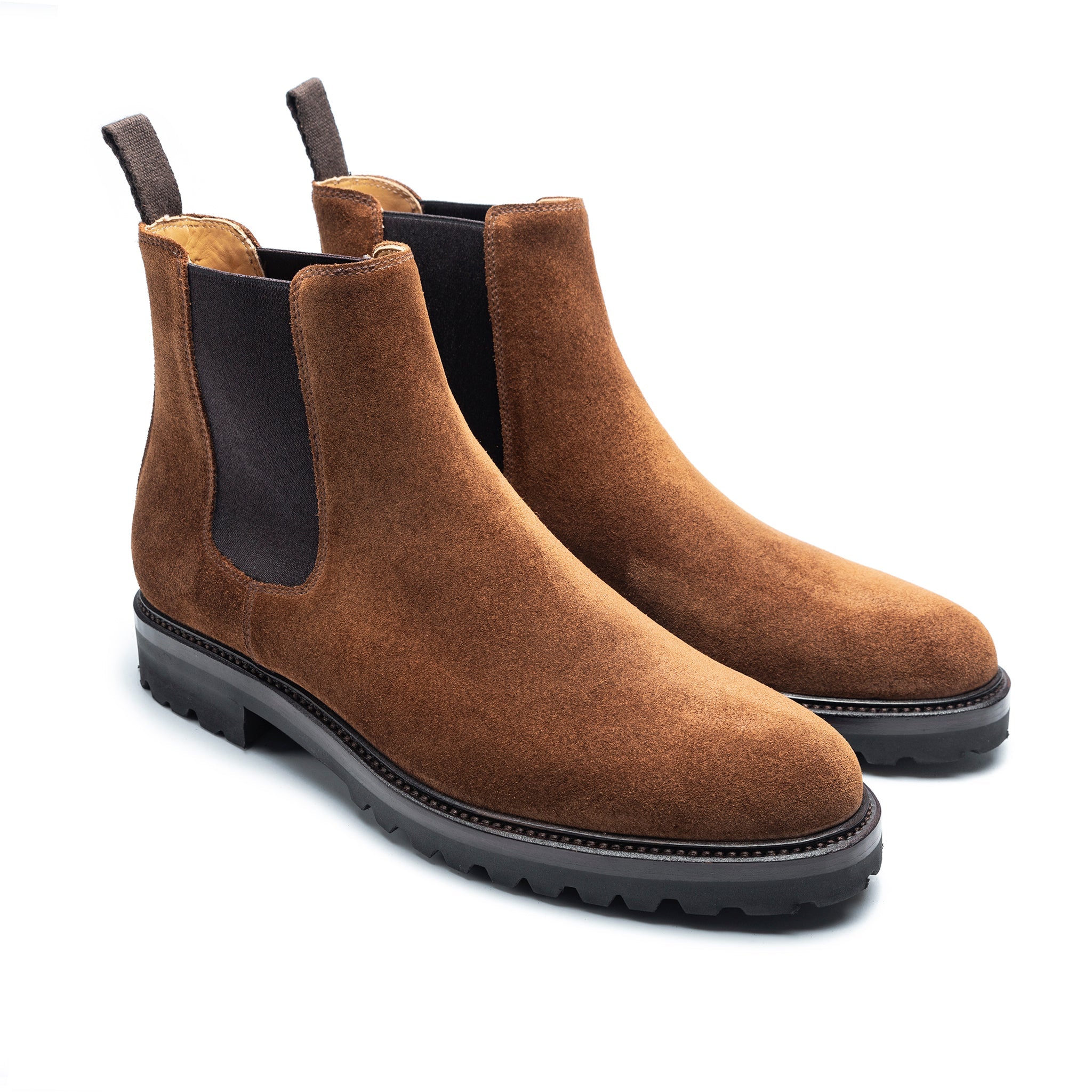 COMFORTABLE | TAN SUEDE CHUNKY CHELSEA BOOTS