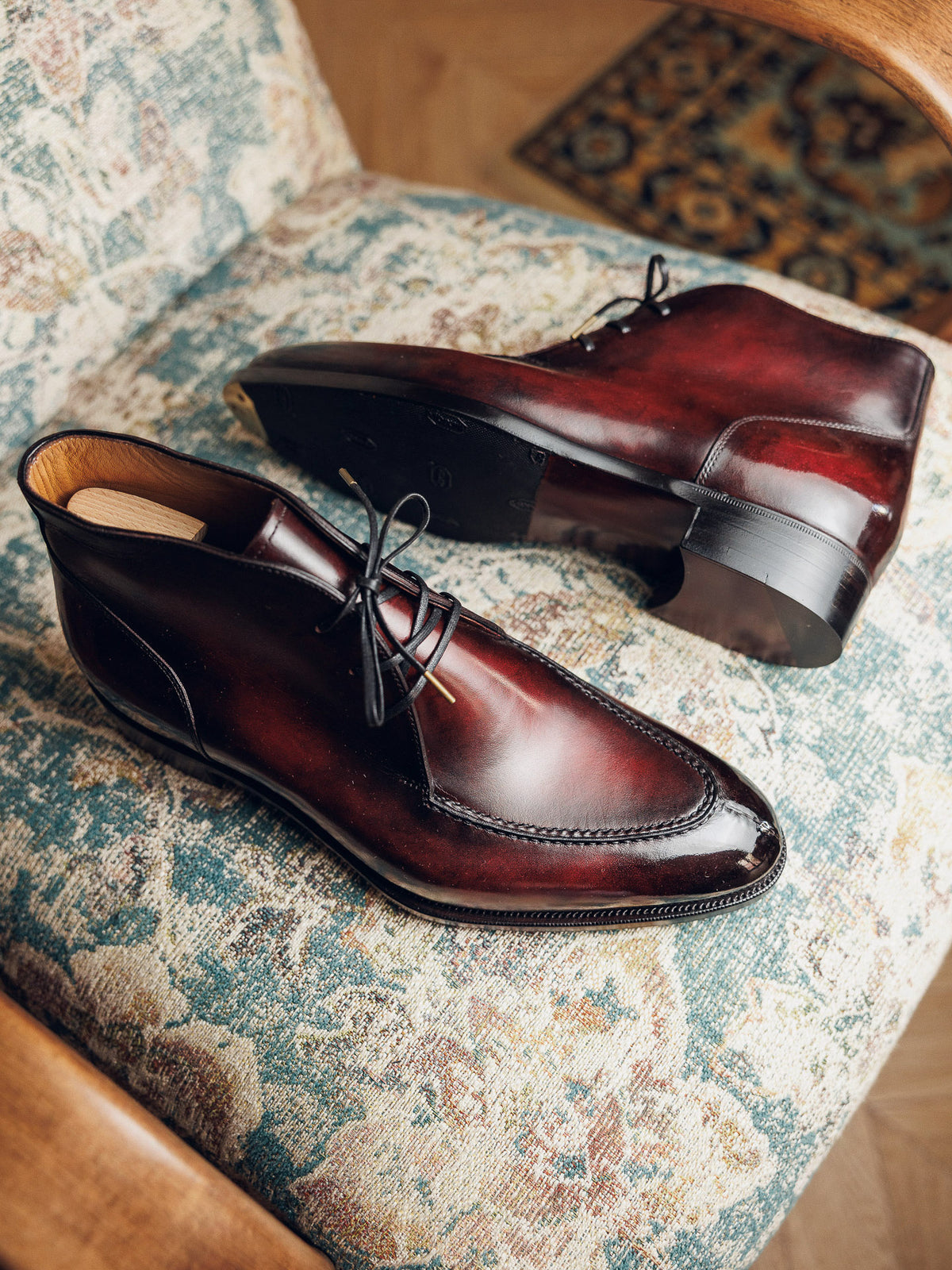 ED190 | WINE CHUKKA BOOTS WITH METAL TOE