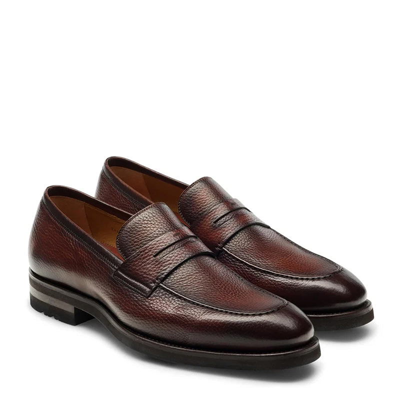 BROWN MILLED LOAFER WITH RUBBER SOLE