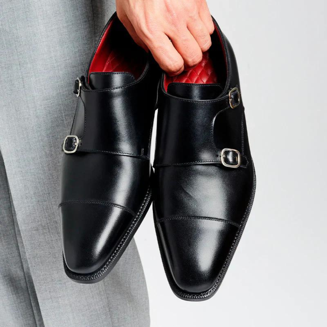 BLACK LEATHER DOUBLE MONKSTRAPS | THE OFFICE WEAR COLLECTION