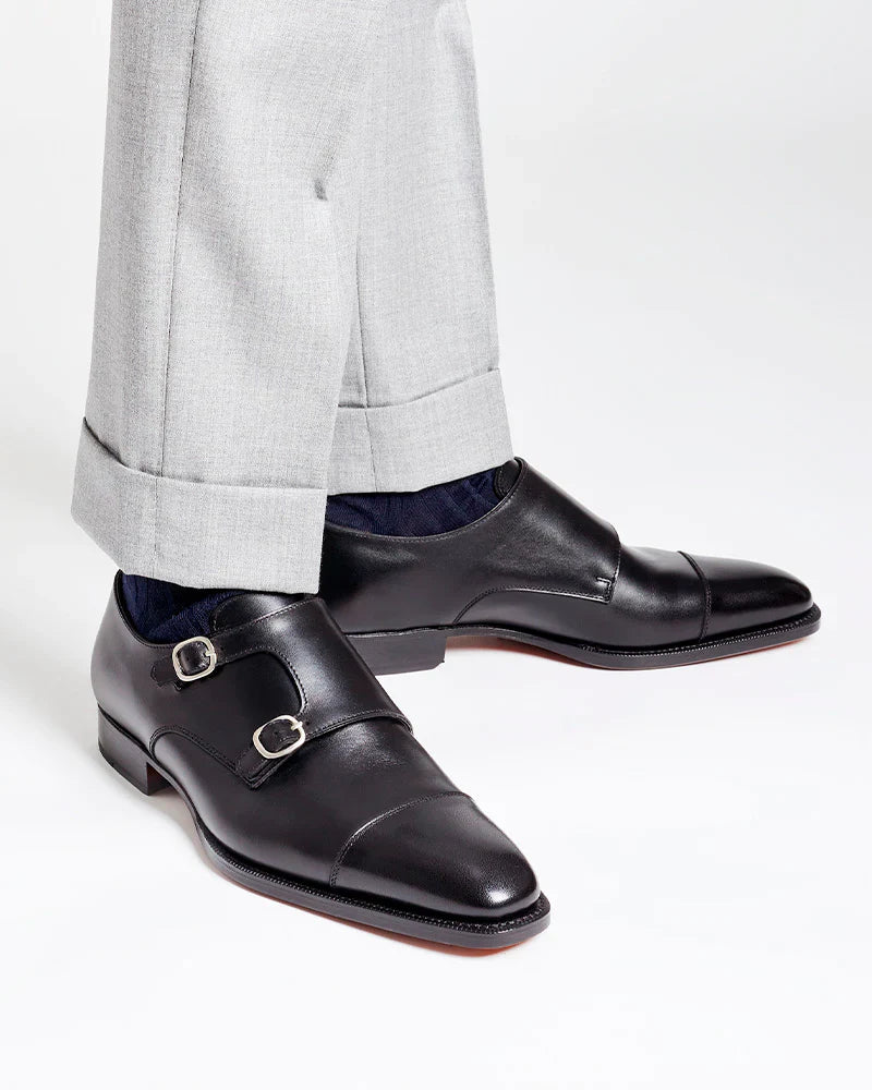 BLACK LEATHER DOUBLE MONKSTRAPS | THE OFFICE WEAR COLLECTION