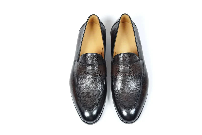 BROWN MILLED LEATHER LOAFERS