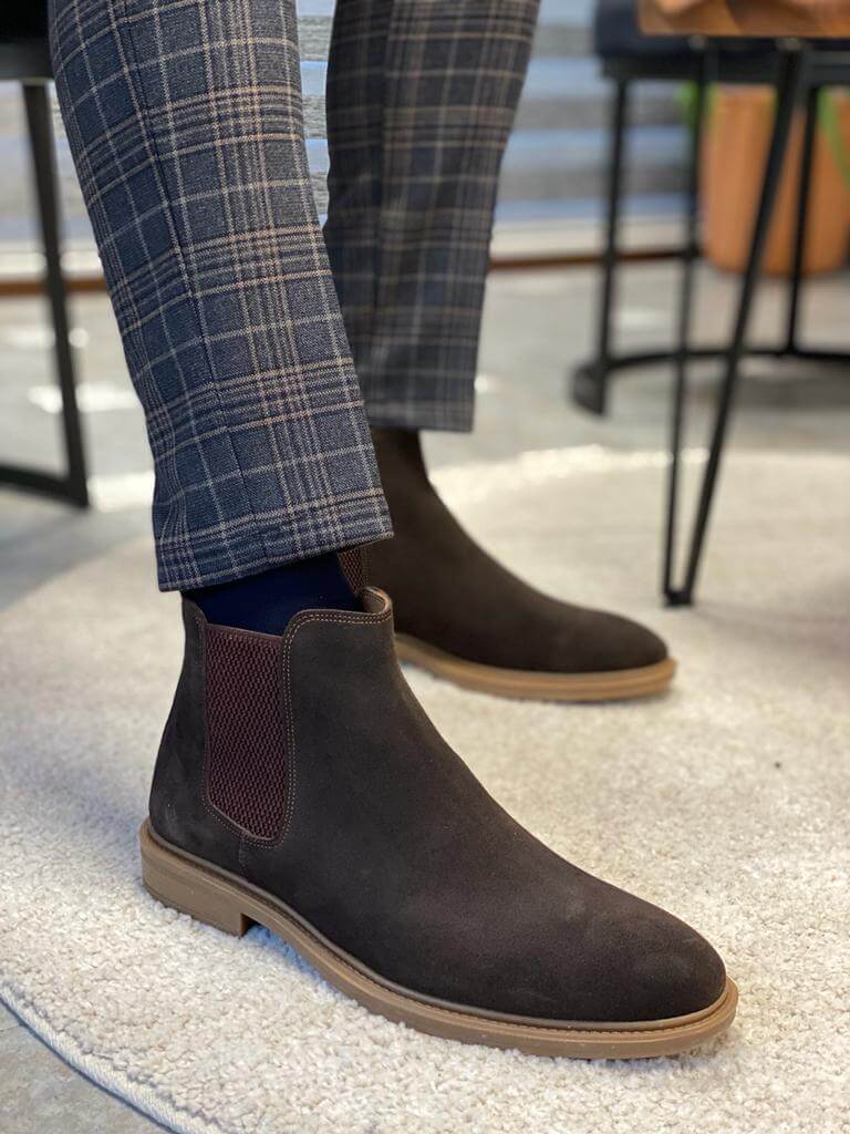 BROWN SUEDE LEATHER CHELSEA BOOTS