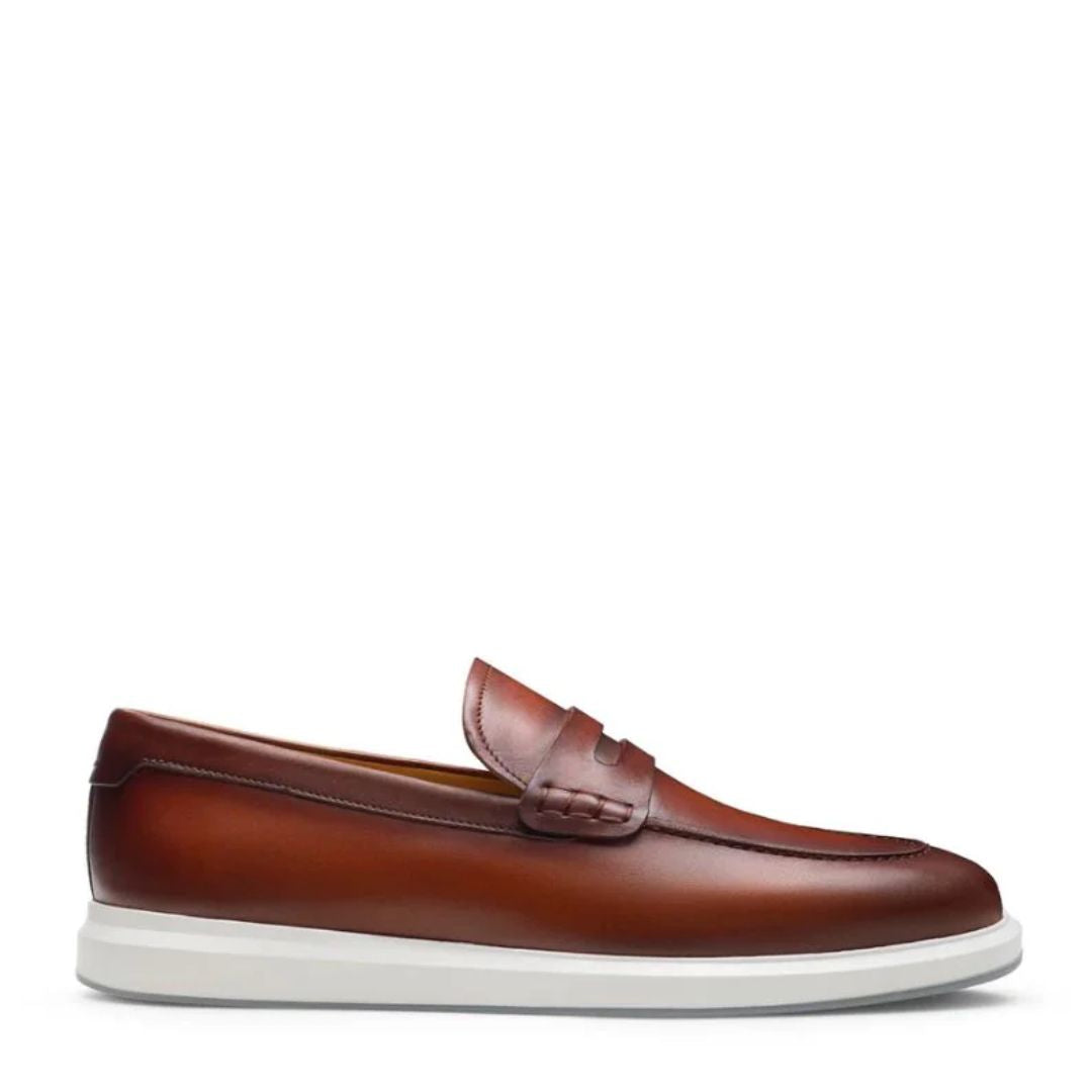 BROWN COGNAC LEATHER HYBRID PENNY LOAFERS