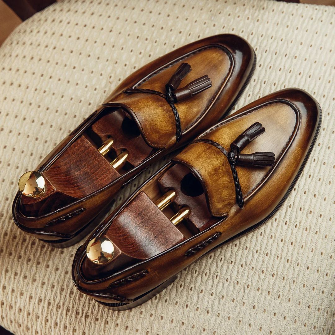 TASSEL LOAFERS DARK TAN | PATINA FINISH