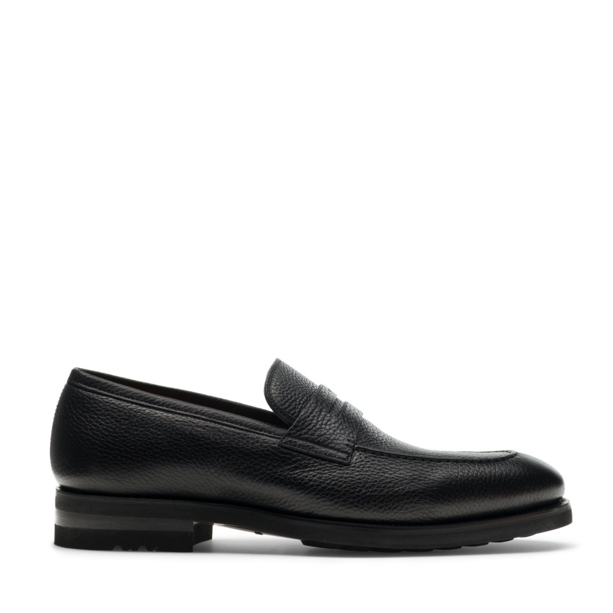 BLACK MILLED LOAFER WITH RUBBER SOLE