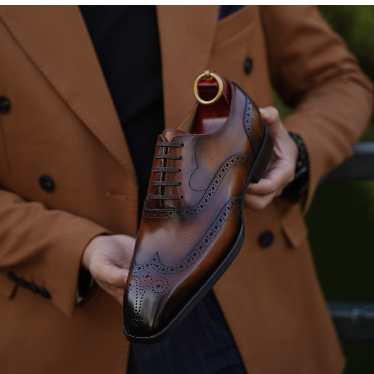 COGNAC BROWN WINGTIP BROGUE OXFORD LACEUPS