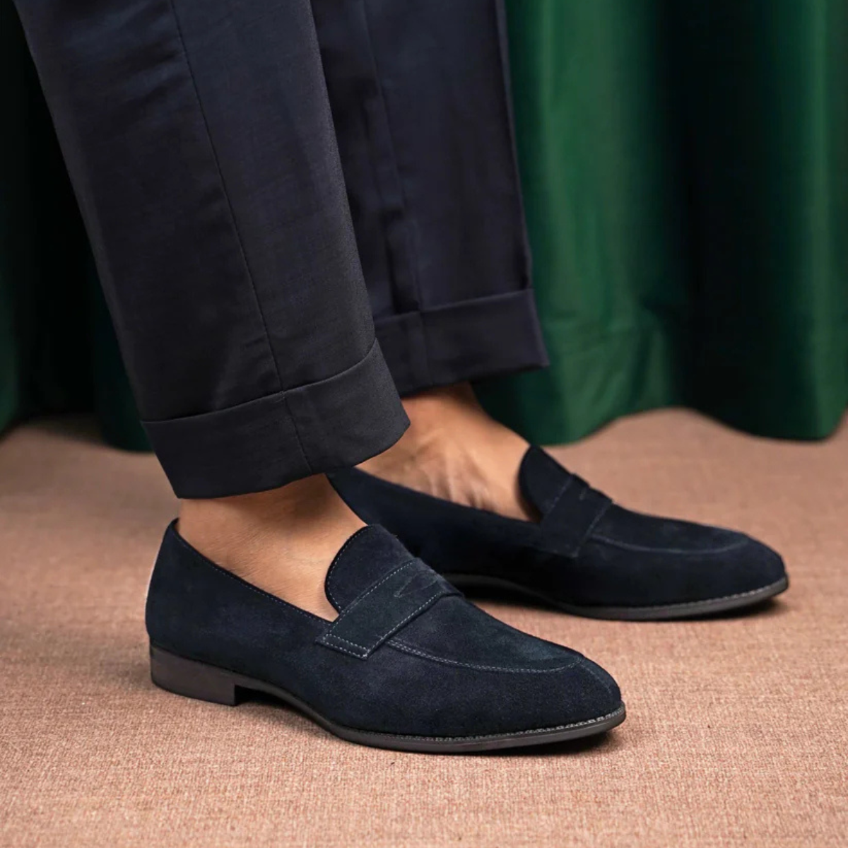 NAVY BLUE SUEDE LOAFERS