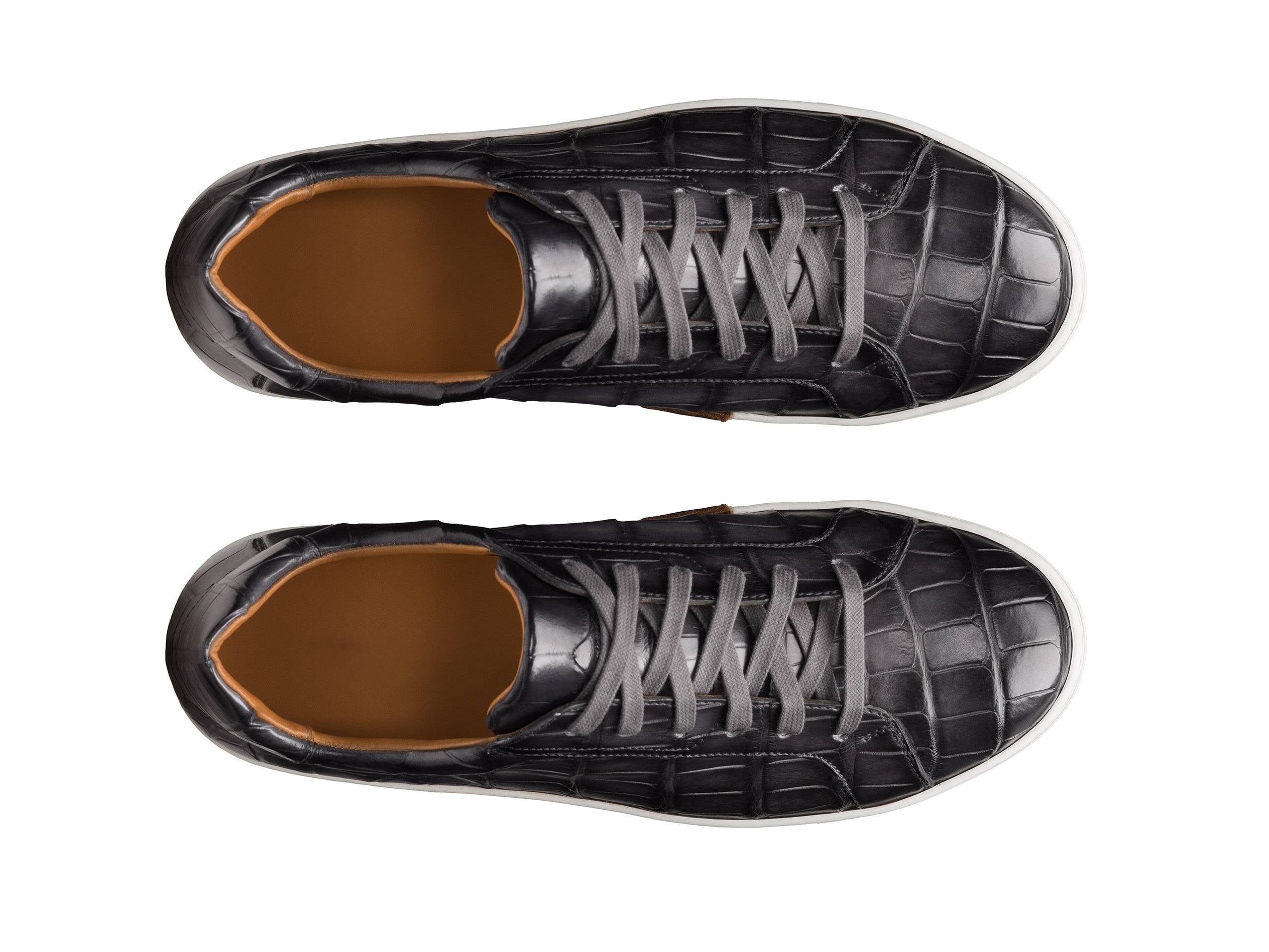 BLACK CROCO LEATHER SNEAKERS