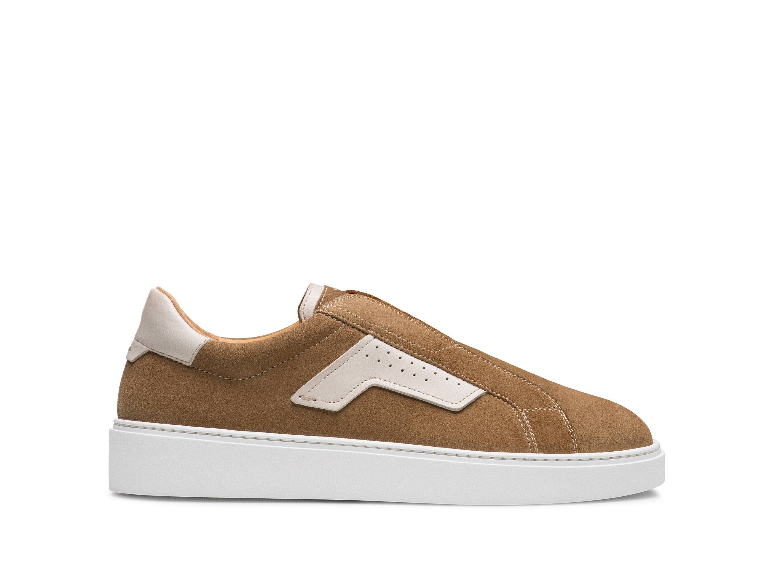 UDINE-21 - LIGHT TAN LACELESS SUEDE LEATHER SNEAKERS