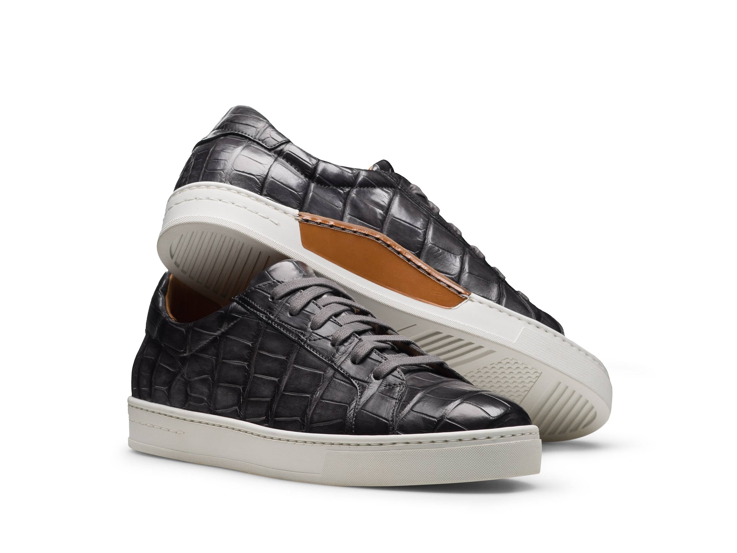 BLACK CROCO LEATHER SNEAKERS