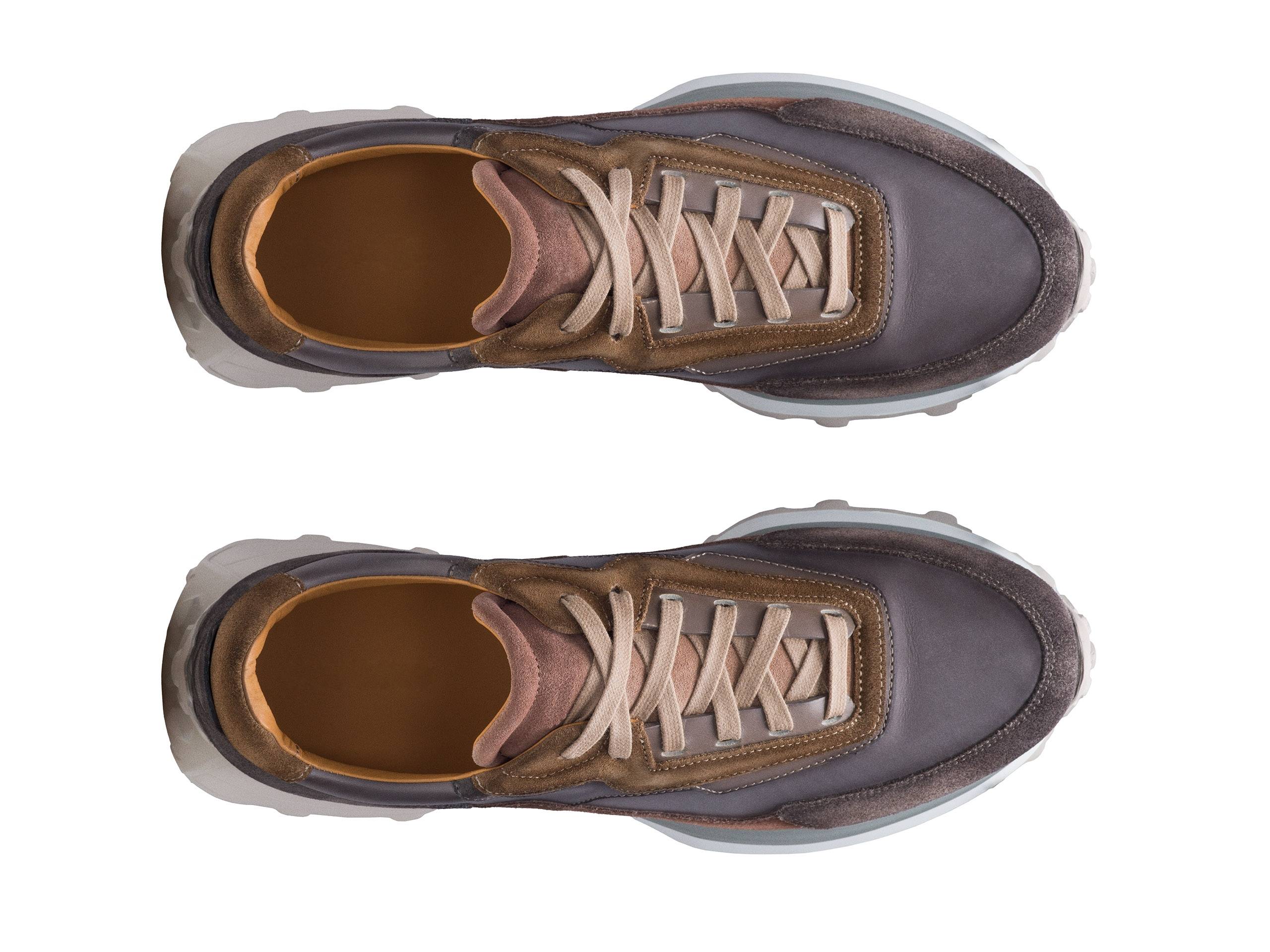 MODENA-LUX - BRWON WITH PURPLE SHADE SUEDE LEATHER SNEAKERS