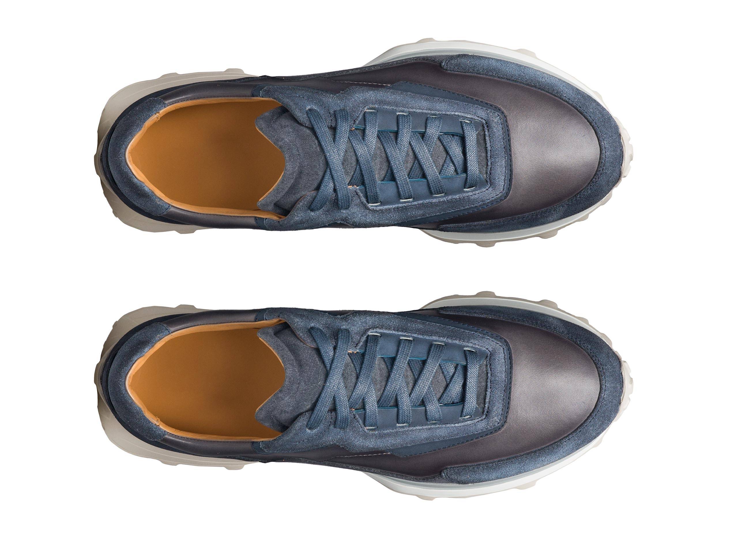 PARMA-EL - BRWON WITH BLUE SHADE SUEDE LEATHER SNEAKERS