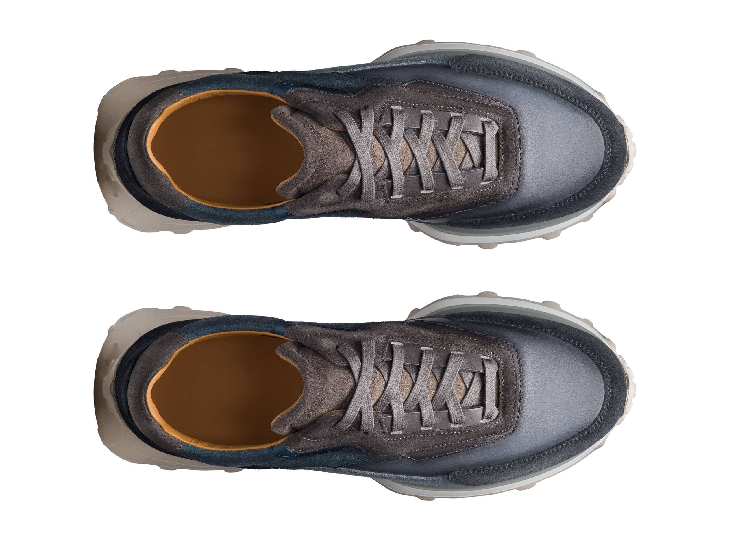 PARMA-EL- DARK BLUE WITH BROWN SUEDE LEATHER SNEAKERS