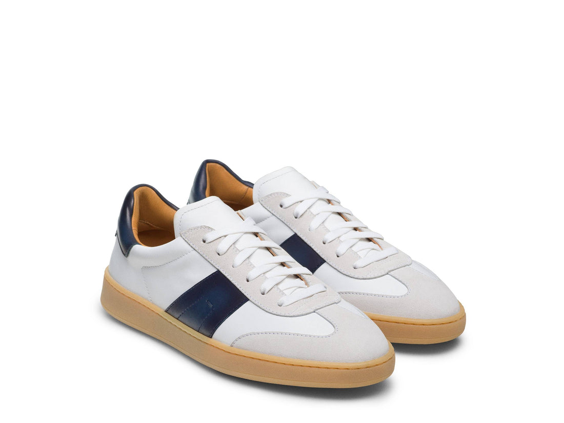 LUCCA-VIP - DARK BLUE STRIP LEATHER SNEAKERS