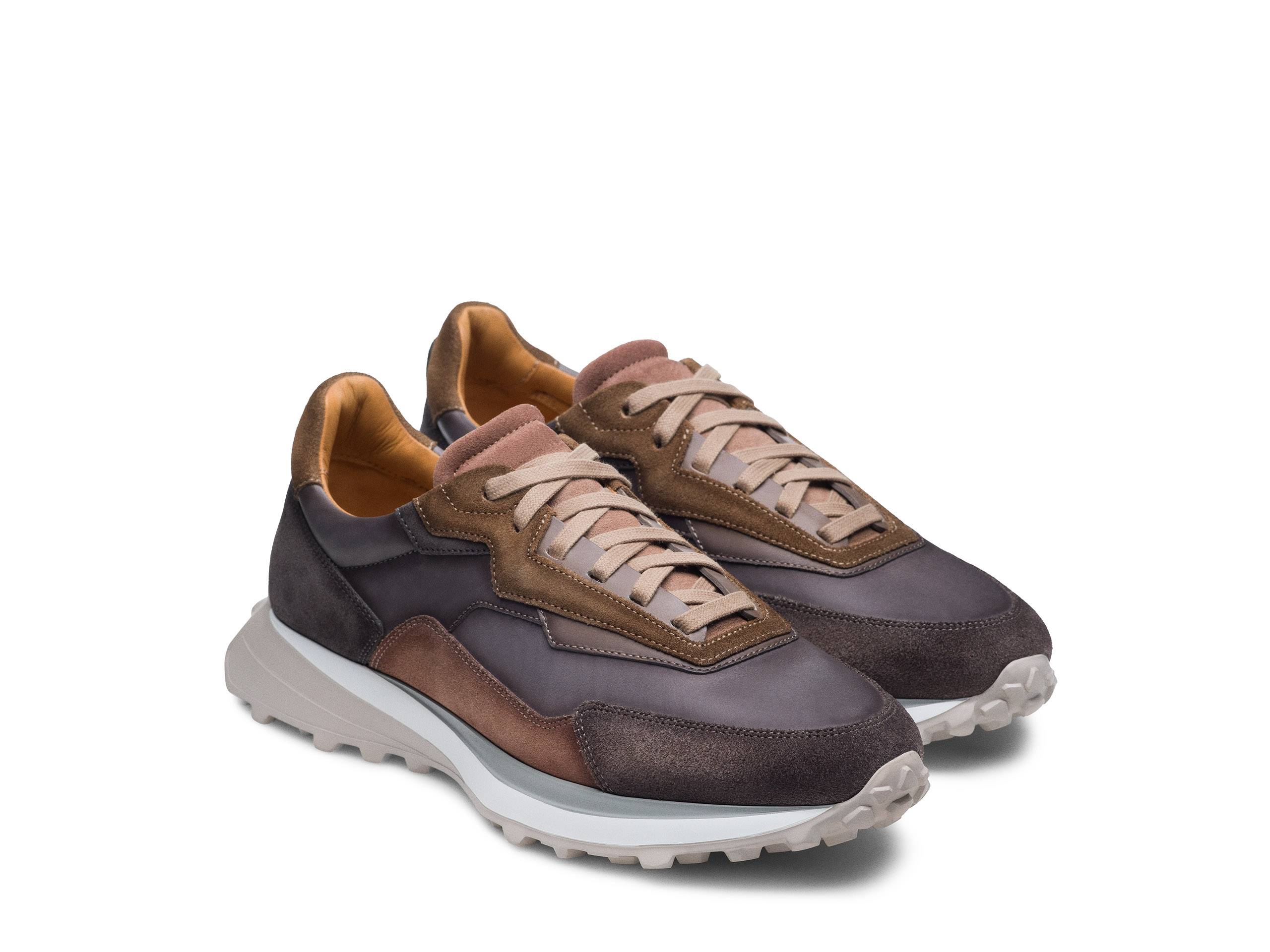 MODENA-LUX - BRWON WITH PURPLE SHADE SUEDE LEATHER SNEAKERS