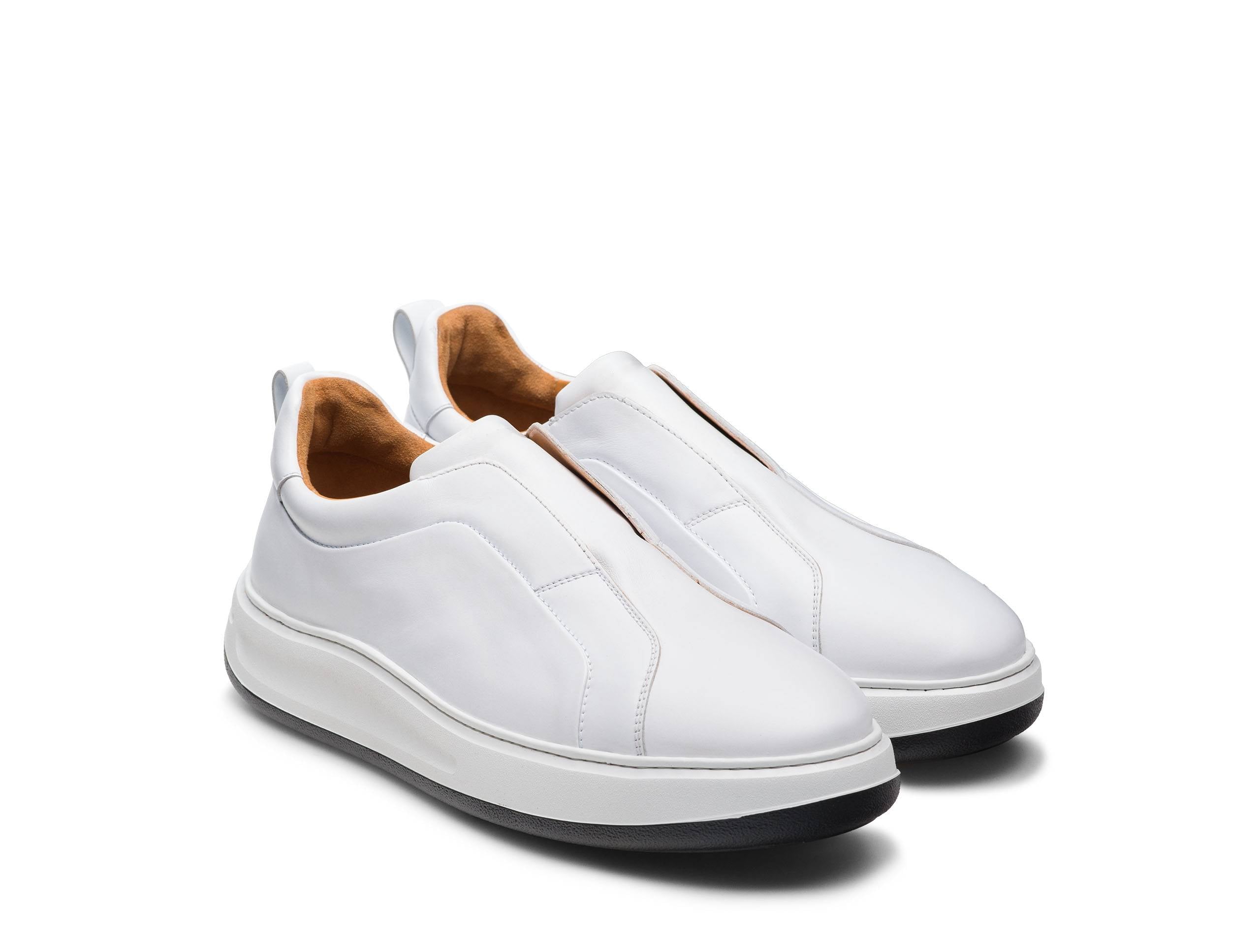 Bolt LACELESS | WHITE LEATHER SNEAKERS