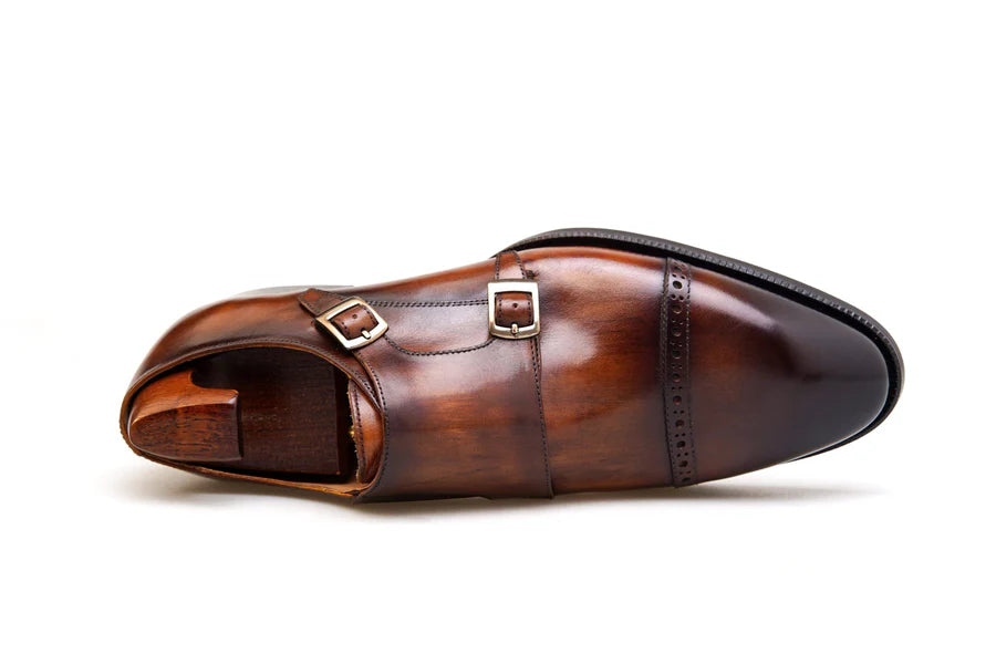 BROWN DOUBLE MONKSTRAP LEATHER SHOES
