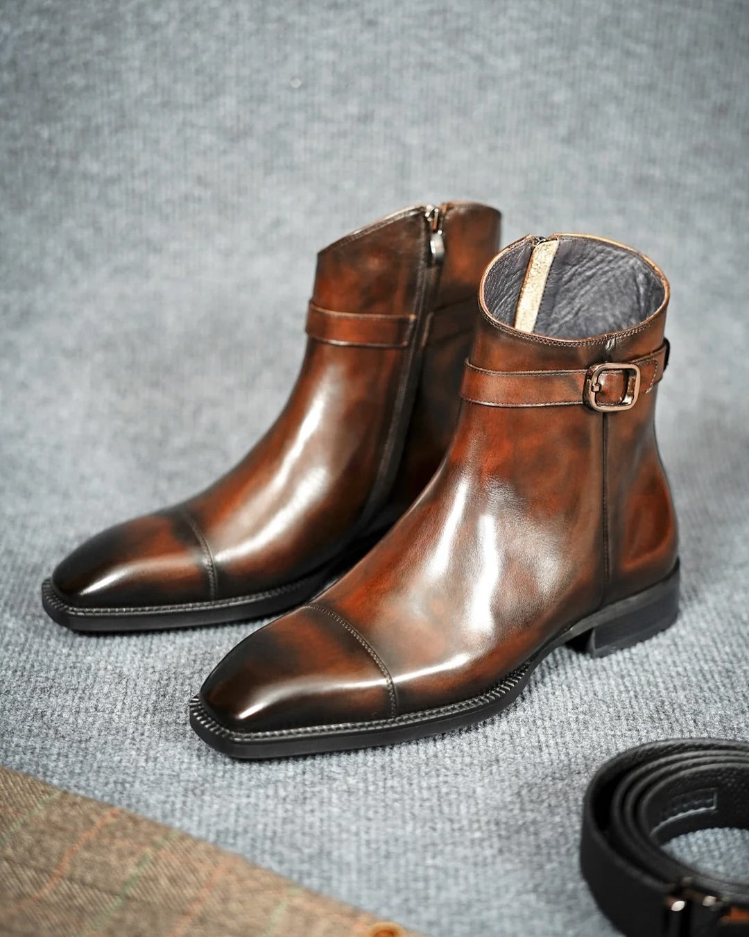 RAVEN BROWN LEATHER BOOTS
