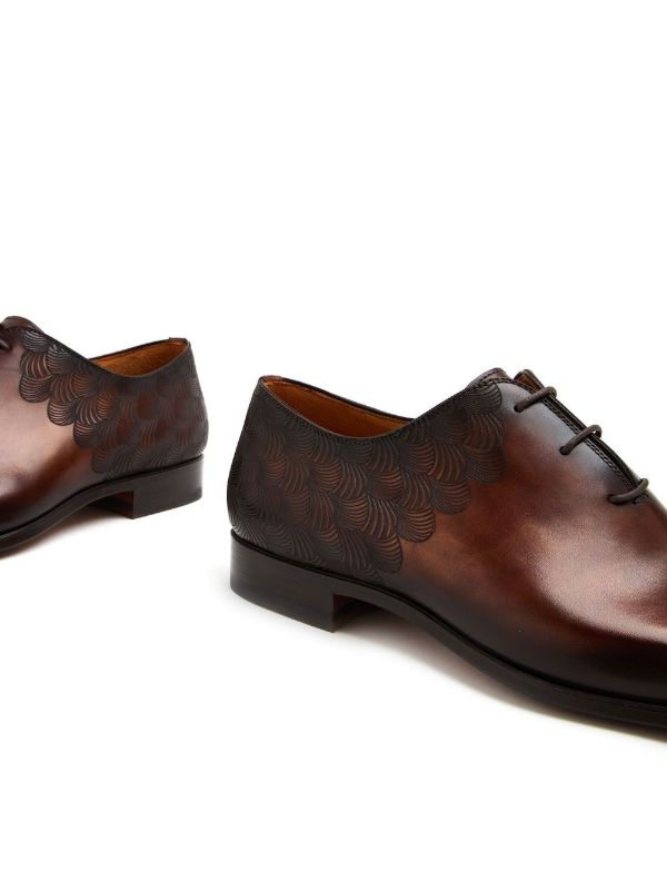 Embrossed |Brown Details Oxford Shoes