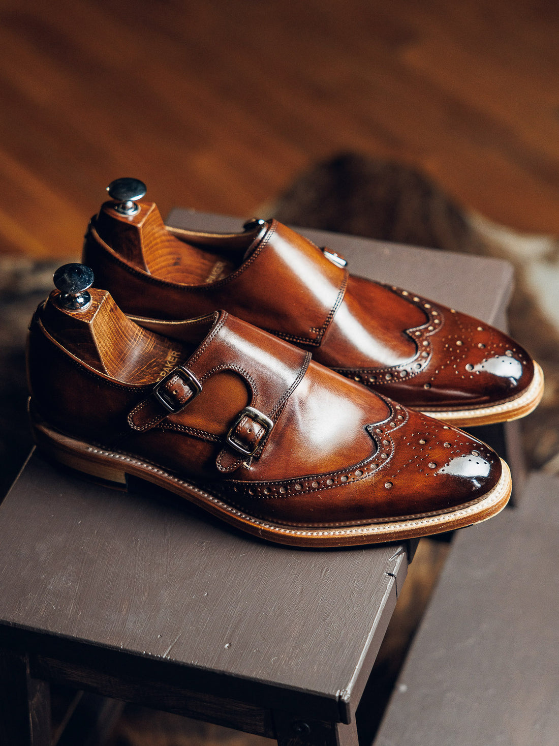 BROWN BROGUE DOUBLE MONK | PATINA FINISH