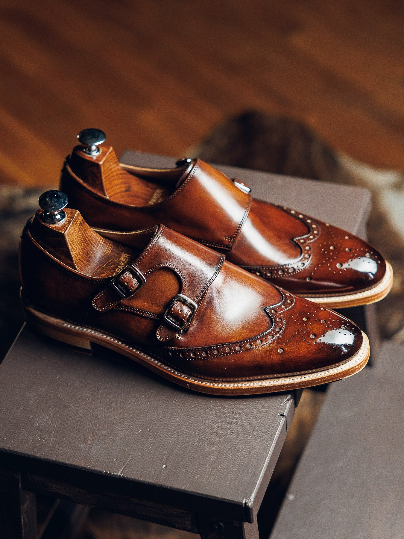 BROWN BROGUE DOUBLE MONK | PATINA FINISH