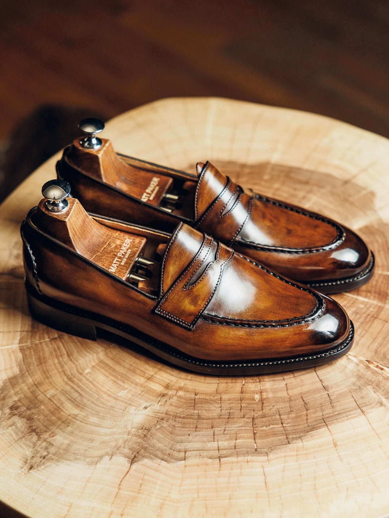 COGNAC PENNY LOAFERS | PATINA FINISH