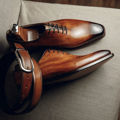 ED172 | COGNAC SQUARE TOE OXFORDS