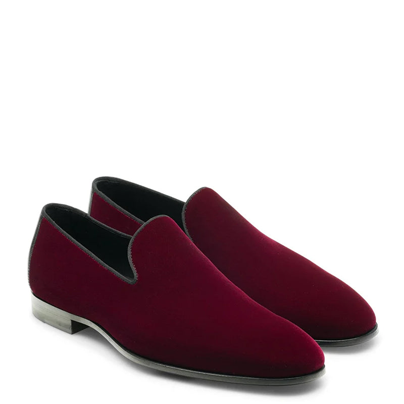 LUXURY BURGUNDY VELVET SLIP ON