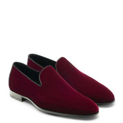 LUXURY BURGUNDY VELVET SLIP ON
