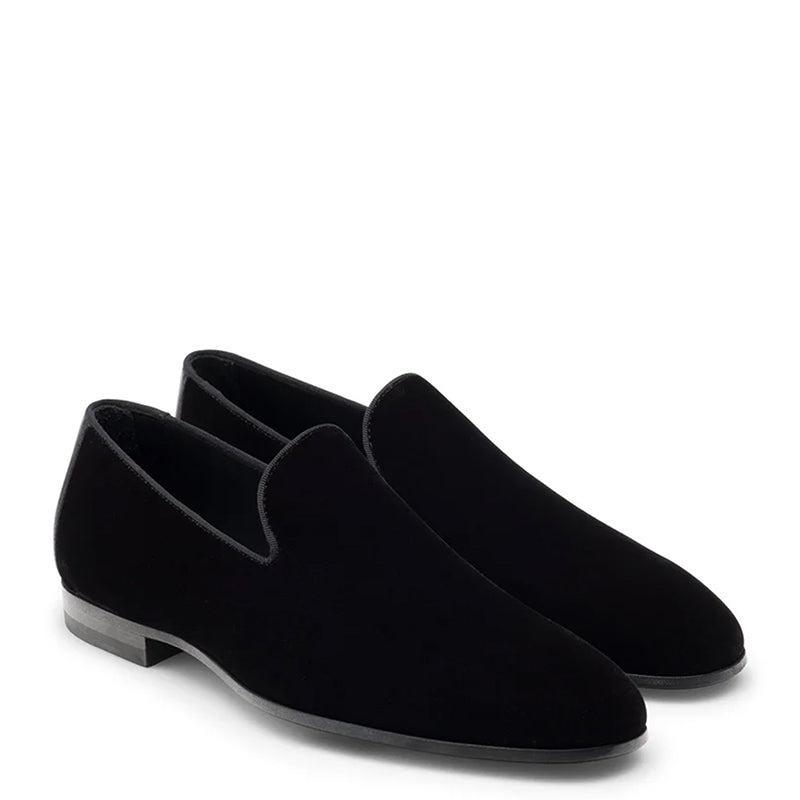 LUXURY BLACK VELVET SLIP ON