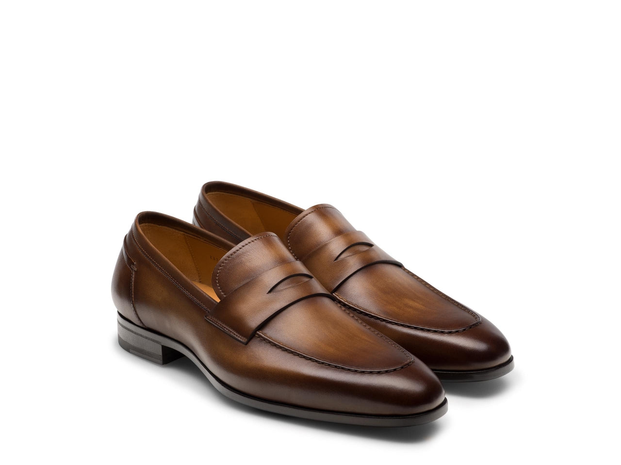 BROWN APRON TOE PENNY LOAFERS