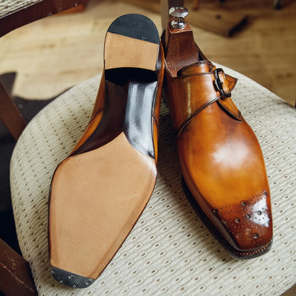 YELLOW BROWN SINGLE MONK | PATINA FINISH