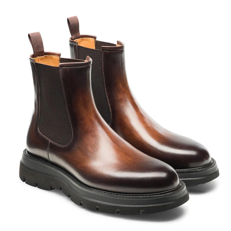 COMFORTABLE | BROWN CHUNKY CHELSEA BOOTS