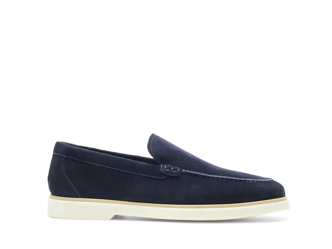 NAVY BLUE SUEDE SLIP ONS