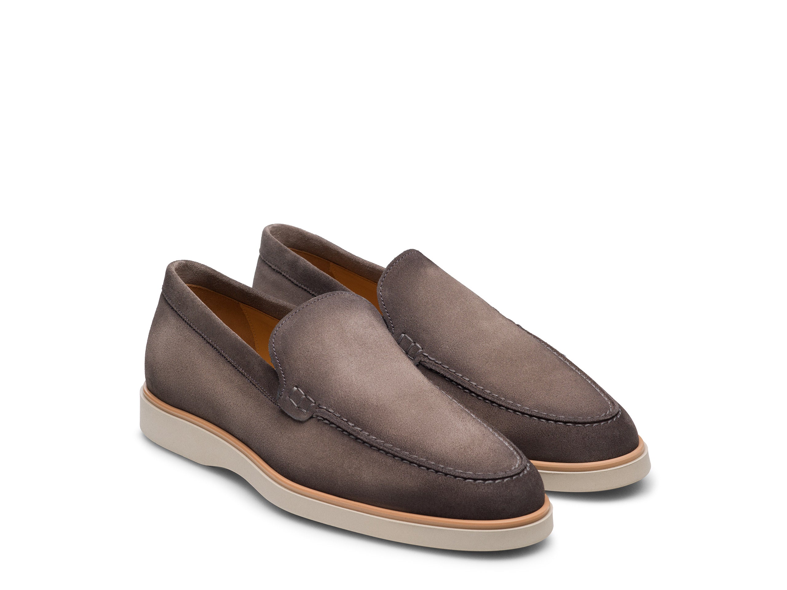 LIGHT BROWN SUEDE HYBRID APRON TOE LOAFERS