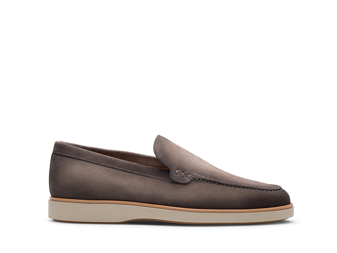 LIGHT BROWN SUEDE HYBRID APRON TOE LOAFERS