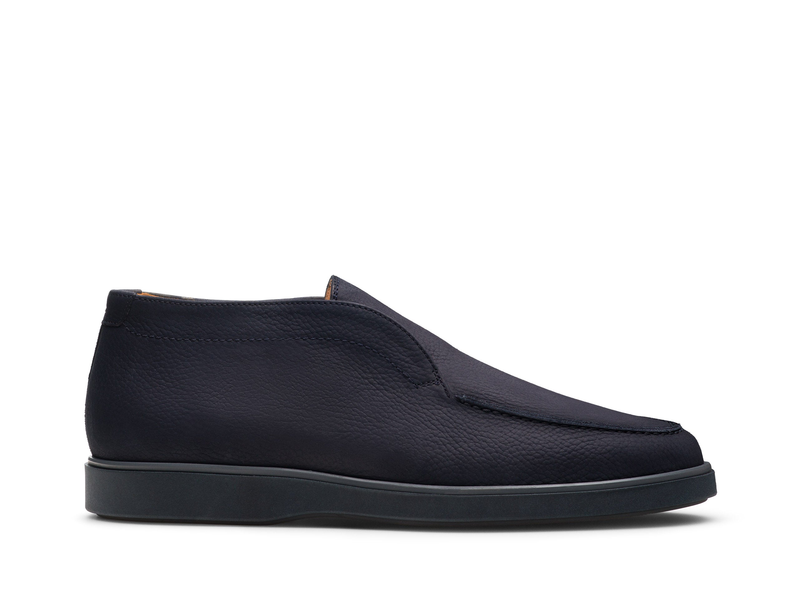NAVY LEATHER HYBRID SLIP-ON ANKLE BOOTS